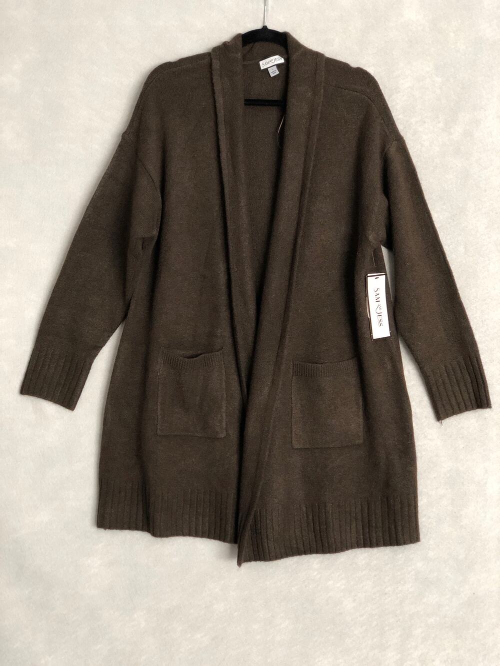 Sam and Jess Cardigan Open Front Brown Women's Size Large NEW